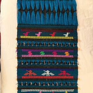 Colorful Woven Textile with Bird Patterns